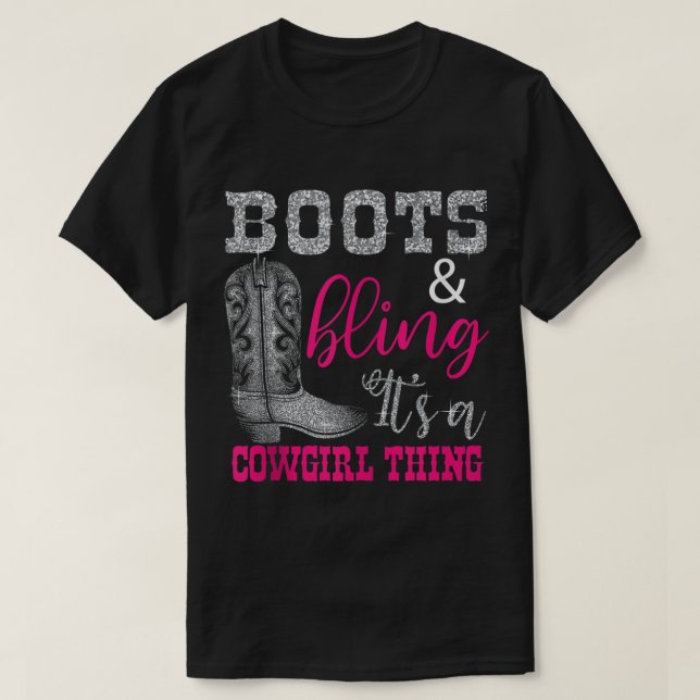 Funny Cowgirl Boots Bling Women Gift Cute Love Cou T-Shirt (Design vorne)