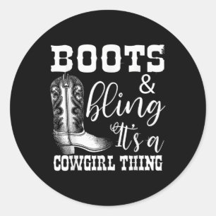 Funny Cowgirl Boots Bling Women Gift Niedliche Lie Runder Aufkleber