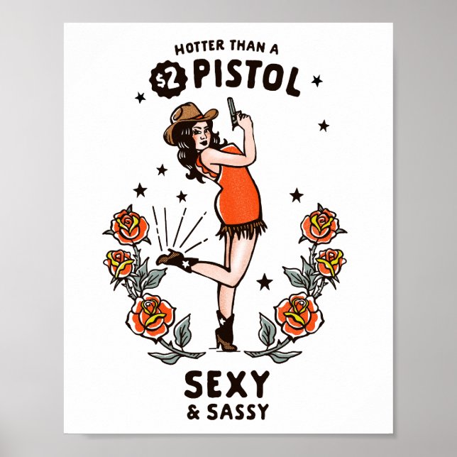 Funny Cowgirl Poster. Cowgirls Vintager Western Ar Poster (Vorne)