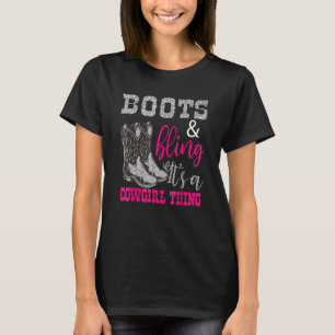 Funny Cowgirl Stiefel Bling Frauen Niedliche Liebe T-Shirt