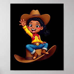Funny Cowgirl Texas Western Melanin Black African Poster