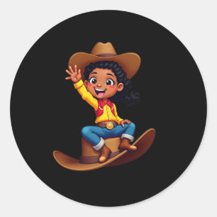 Funny Cowgirl Texas Western Melanin Black African Runder Aufkleber