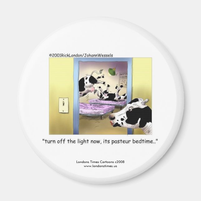 Funny Cows:Novelty Magnet: "Pasteur Bedtime" Magnet (Vorne)