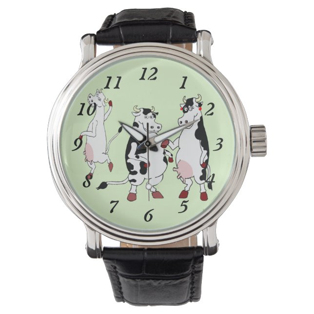 Funny Cows Originale Kunst Armbanduhr (Vorderseite)