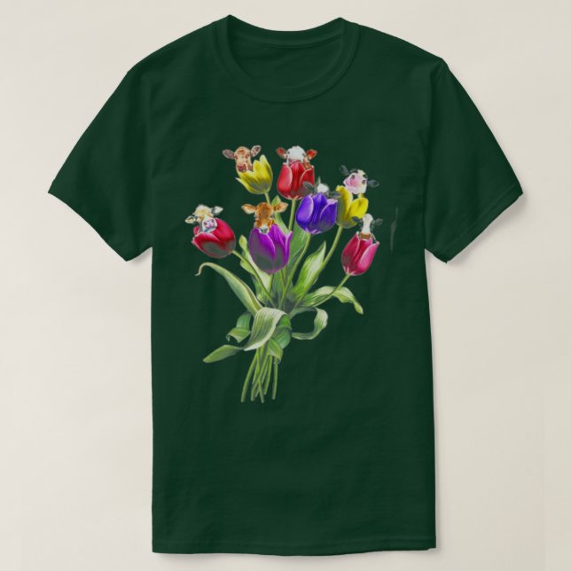 Funny Cows Tulip Blume Frühlingsbaum Hippie T-Shirt (Design vorne)