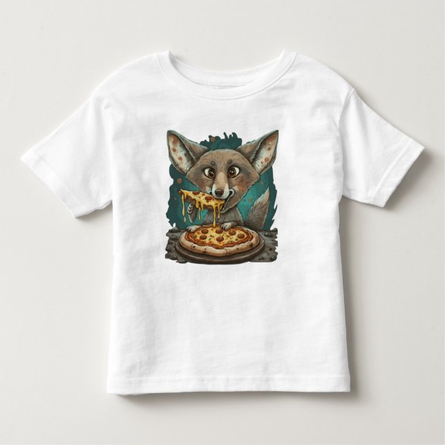 Funny Coyote Eßpizza Kleinkind T-shirt (Vorderseite)