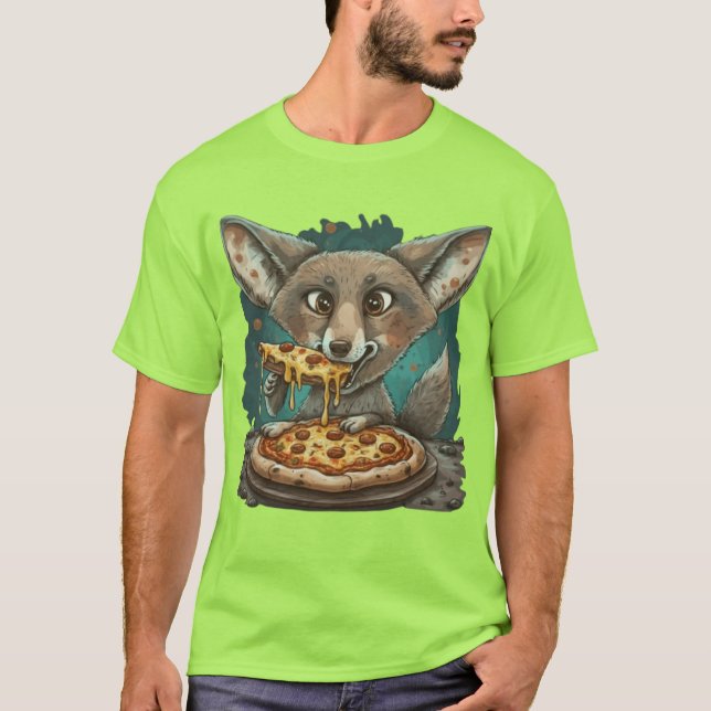 Funny Coyote Eßpizza T-Shirt (Vorderseite)
