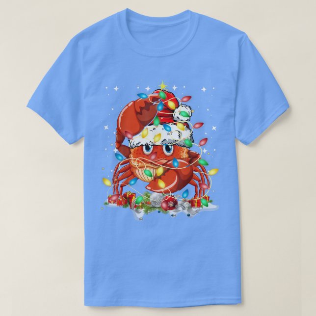 Funny Crab Christmas Tree Lights  T-Shirt (Design vorne)