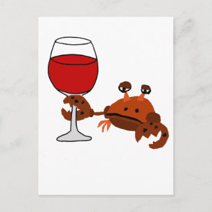 Funny Crab Drinks Weinkultur Postkarte