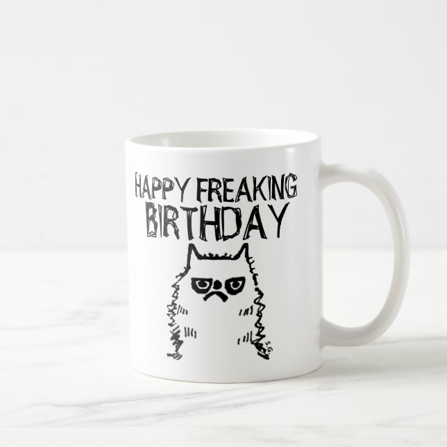 Funny Cranky Birthday Cat Kaffee-Mugs Kaffeetasse (Rechts)