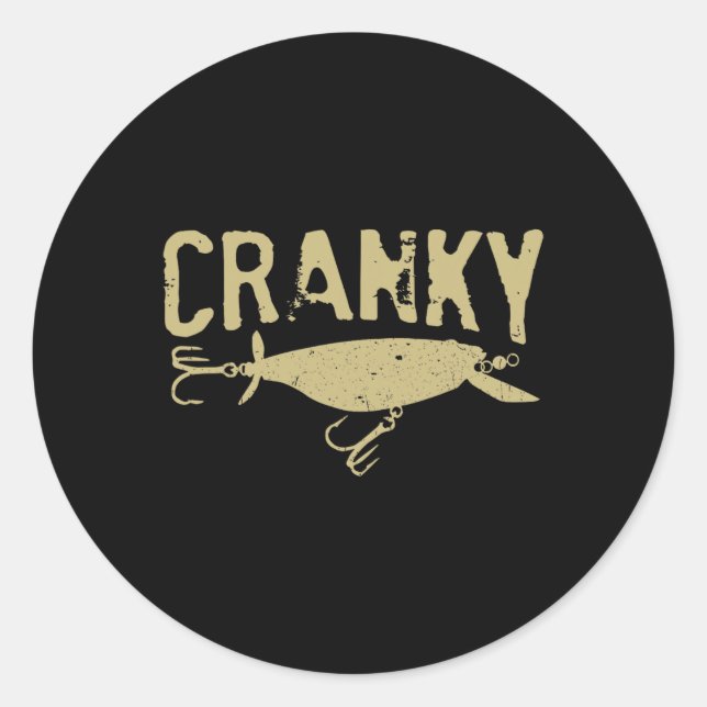 Funny Cranky - Crankbait Fishing Lure Humor Fisher Runder Aufkleber (Vorderseite)