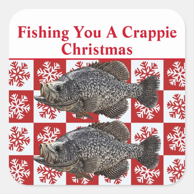 Funny Crappie Angelpun Frohe Weihnachten Custom Quadratischer Aufkleber (Vorderseite)