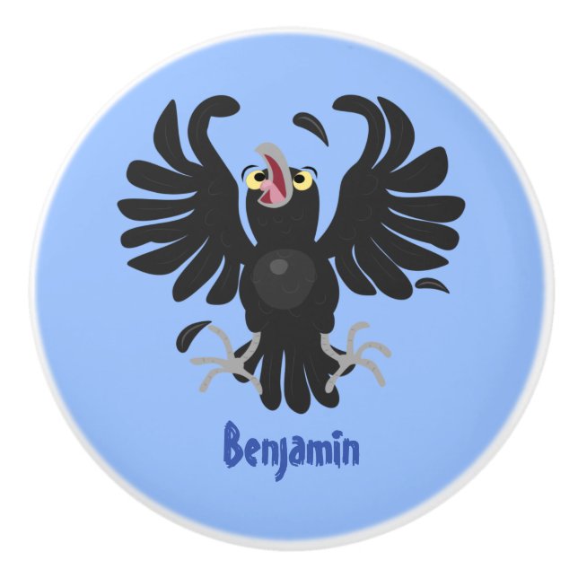 Funny Crave Rabe Cartoon Illustration Keramikknauf (Vorderseite)