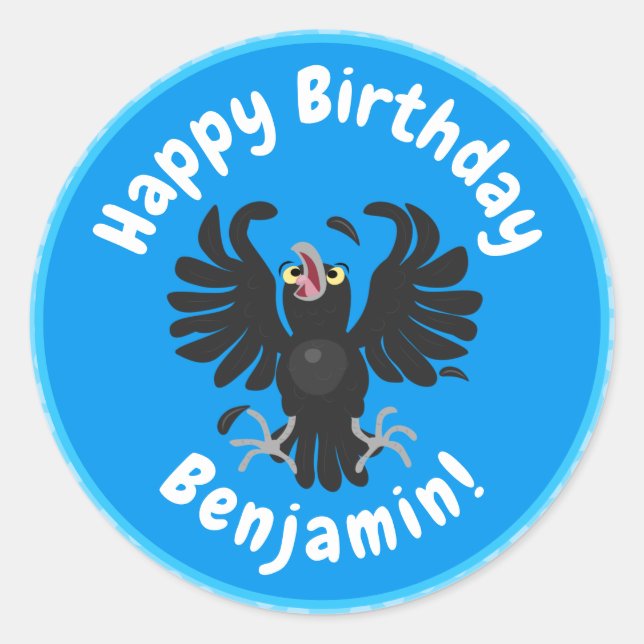 Funny Crave Rabe Cartoon Illustration Runder Aufkleber (Vorderseite)