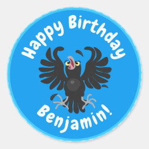 Funny Crave Rabe Cartoon Illustration Runder Aufkleber