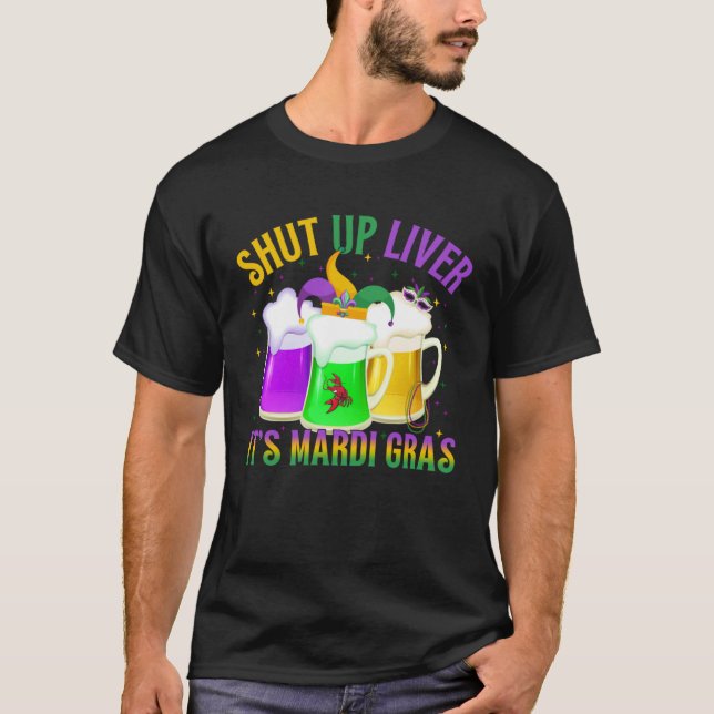 Funny Crawfish Boil Mardi Gras Beer Drinking Shut  T-Shirt (Vorderseite)