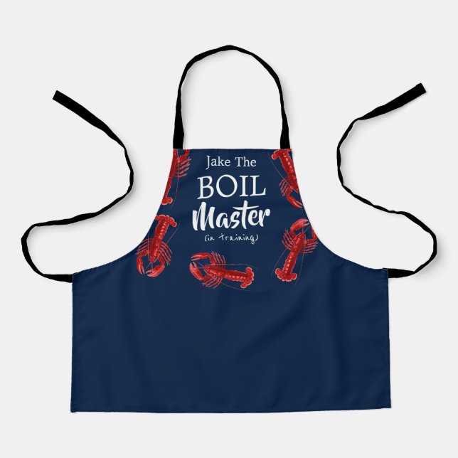 Funny Crawfish Boil Master in Ausbildung dunkelbla Schürze (Vorderseite)