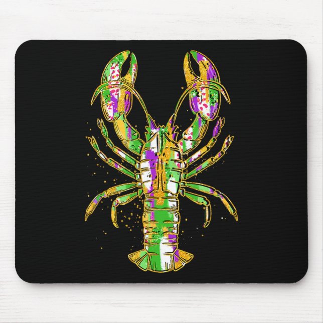 Funny Crawfish Jester Beads Funny Mardi Gras Men W Mousepad (Vorne)