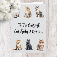 Funny Crazy Cat Lady Geburtstagskarte