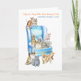 Funny Crazy Cat Lady Geburtstagskarte - Schau nach Karte