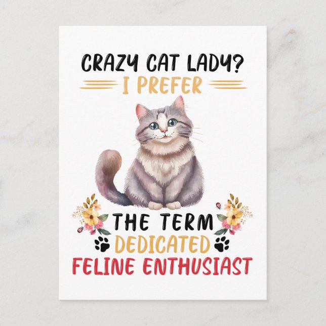 Funny Crazy Cat Lady Zitat Postkarte (Vorderseite)