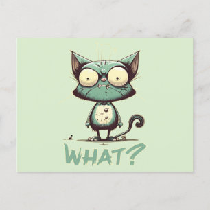 Funny Crazy Cat "Was?" Postkarte