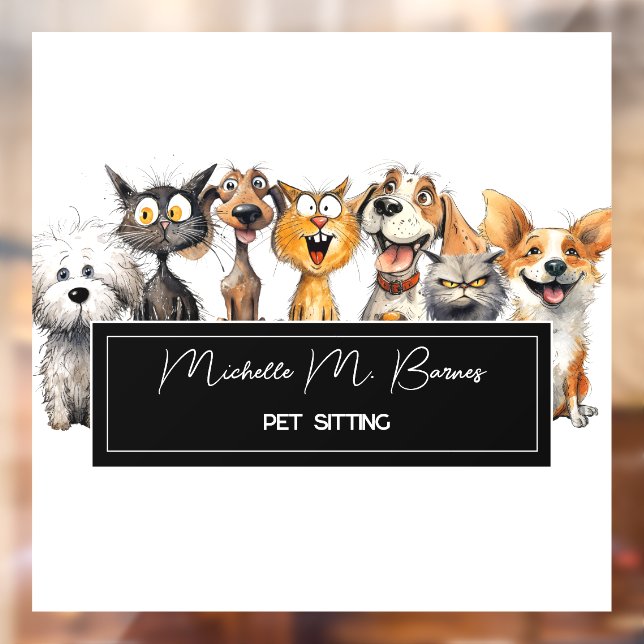 Funny Crazy Cats Hunde Haustiere Sitter Beruflich Fensteraufkleber (Blatt 2)