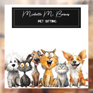 Funny Crazy Cats Hunde Haustiere Sitter Unternehme Fensteraufkleber
