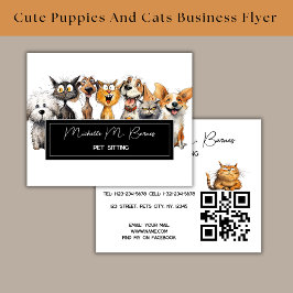Funny Crazy Cats Hunde Pet Sitter QR Code Business Flyer