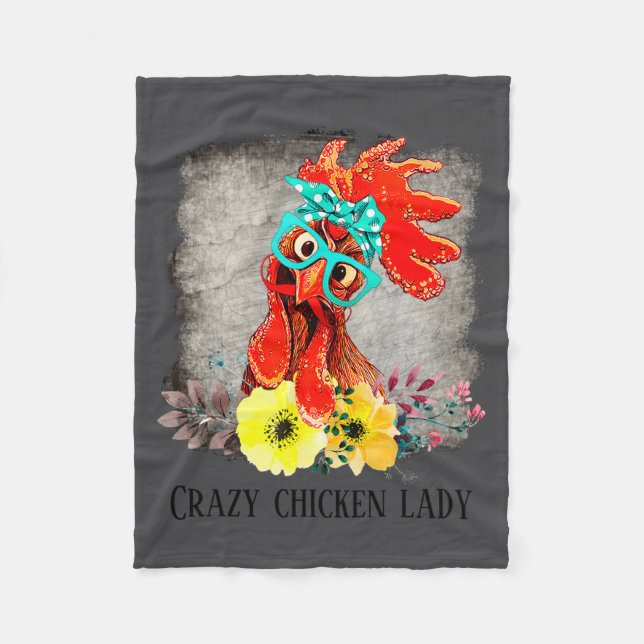 Funny Crazy Chicken Lady Word Art  Fleecedecke (Vorderseite)