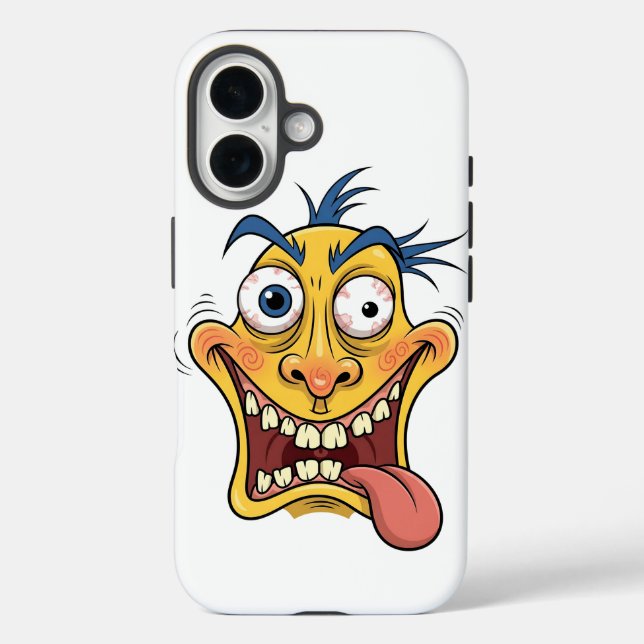Funny Crazy Face Cartoon iPhone Case - Farbenfrohe (Rückseite)