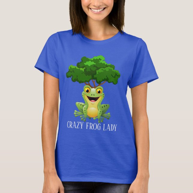 Funny Crazy Frosch Lady fügt Text hinzu T-Shirt (Vorderseite)