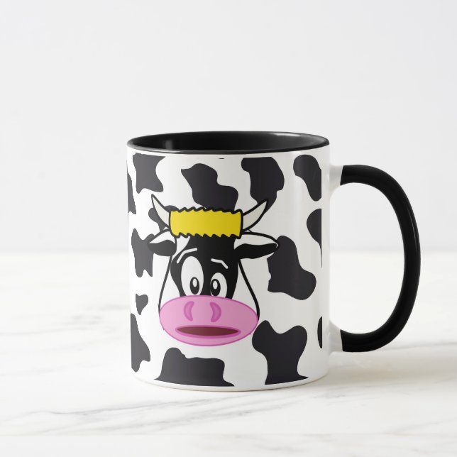 Funny Crazy Kuh Bull auf Milchkuh Print Muster Tasse (Rechts)
