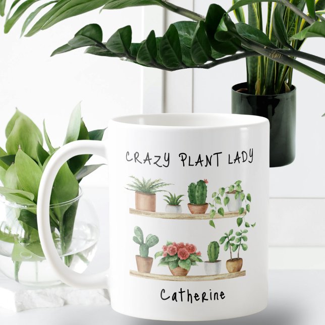 Funny Crazy Pflanze Lady Personalisiert Kaffeetasse (Von Creator hochgeladen)