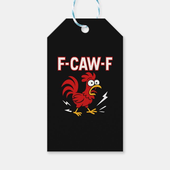 Funny Crazy Rooster F-CAW-F Meme Geschenkanhänger (Vorderseite)