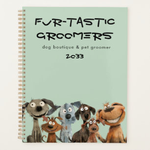 Funny Crazy Watercolor Dog Groomer Boutique Blau Planer