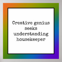Funny Creative Genius Housekeeper Regenbogenposter