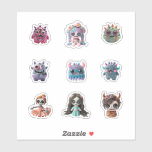 Funny Creepy Kawaii Monster Pink Red Amazing Big Aufkleber