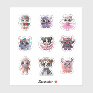 Funny Creepy Kawaii Monster Pink Red Amazing big t Aufkleber