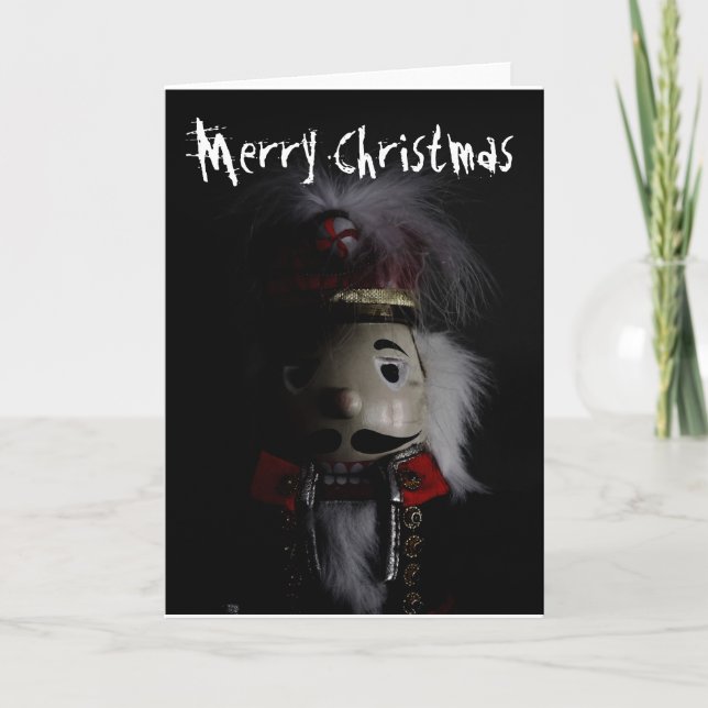 Funny Creepy Nutcracker Feiertagskarte (Vorderseite)