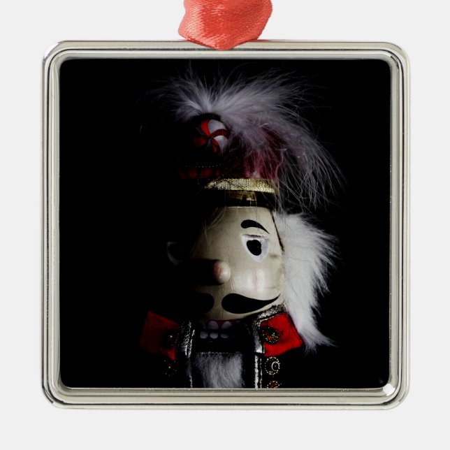 Funny Creepy Nutcracker Silbernes Ornament (Vorne)