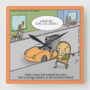 Funny Creepy Toaster Wall Clock Quadratische Wanduhr