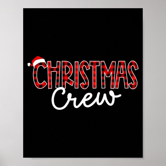 Funny Crew Santa Hat Christmas Red Plaid Xmas Fami Poster (Vorne)