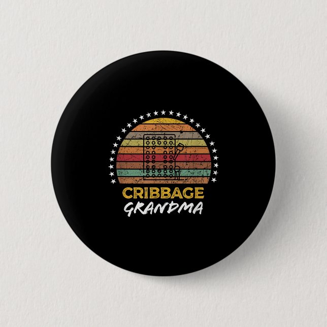 Funny Cribage Oma Board Spiel Zitat Grafik Button (Vorderseite)