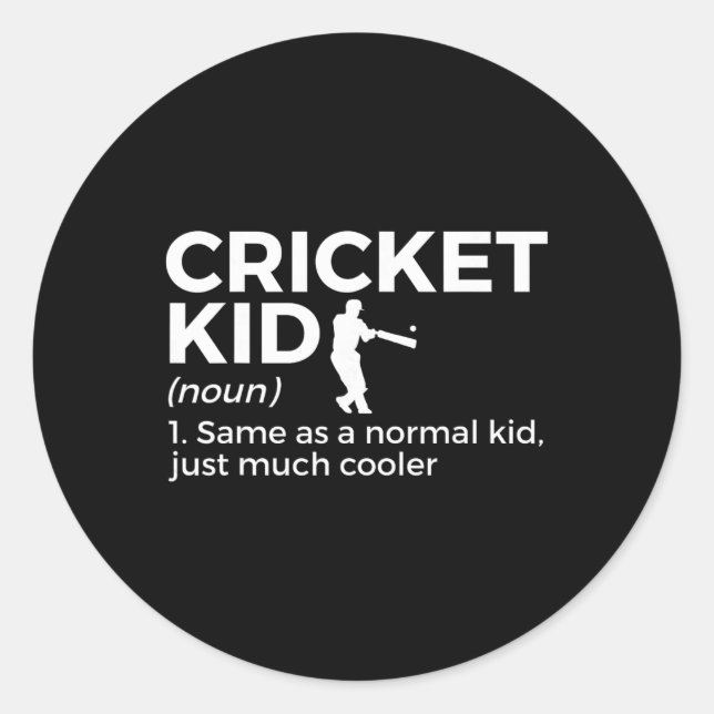 Funny Cricket Kid Definition  Runder Aufkleber (Vorderseite)