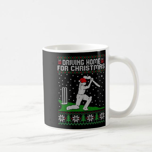 Funny Cricket Player Driving Home For Christmas Sw Kaffeetasse (Rechts)