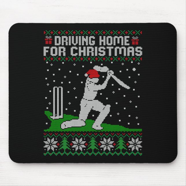 Funny Cricket Player Driving Home For Christmas Sw Mousepad (Vorne)