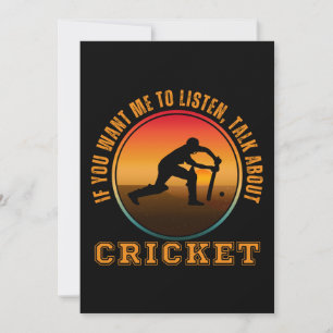 Funny Cricket Sprichwort Vintag Silhouette Player Einladung