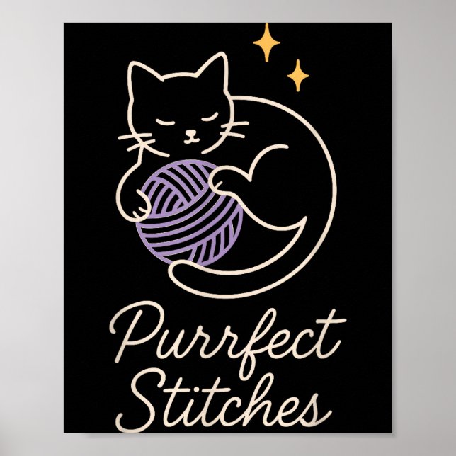 Funny Crochet Cat Mom Yarn Lover Pun Humor Handmad Poster (Vorne)