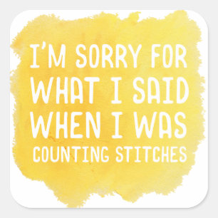 Funny Crochet Stitch Quadratischer Aufkleber